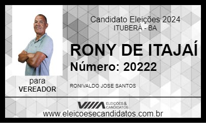 Candidato RONY DE ITAJAÍ 2024 - ITUBERÁ - Eleições