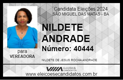 Candidato NILDETE ANDRADE 2024 - SÃO MIGUEL DAS MATAS - Eleições