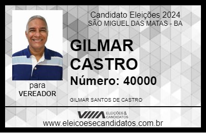 Candidato GILMAR CASTRO 2024 - SÃO MIGUEL DAS MATAS - Eleições