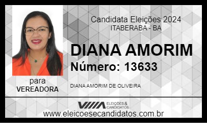 Candidato DIANA AMORIM 2024 - ITABERABA - Eleições