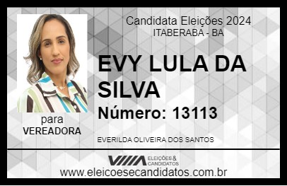 Candidato EVY LULA DA SILVA 2024 - ITABERABA - Eleições