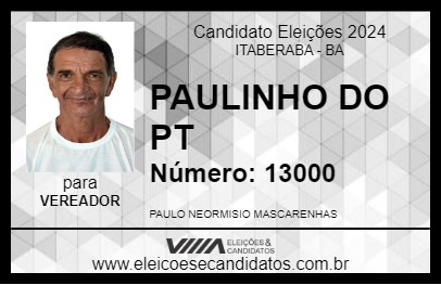 Candidato PAULINHO DO PT 2024 - ITABERABA - Eleições