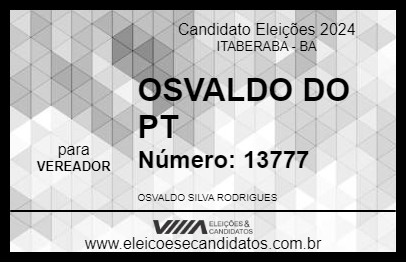 Candidato OSVALDO DO PT 2024 - ITABERABA - Eleições