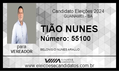 Candidato TIÃO NUNES 2024 - GUANAMBI - Eleições