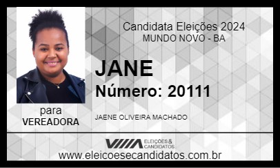 Candidato JANE 2024 - MUNDO NOVO - Eleições