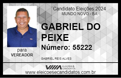 Candidato GABRIEL DO PEIXE 2024 - MUNDO NOVO - Eleições