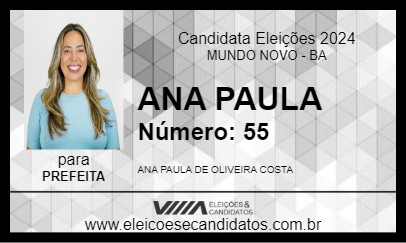 Candidato ANA PAULA 2024 - MUNDO NOVO - Eleições