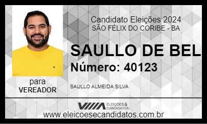 Candidato SAULLO DE BEL 2024 - SÃO FÉLIX DO CORIBE - Eleições