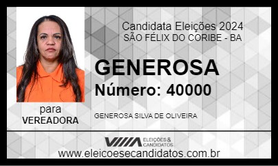 Candidato GENEROSA 2024 - SÃO FÉLIX DO CORIBE - Eleições