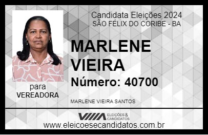 Candidato MARLENE VIEIRA 2024 - SÃO FÉLIX DO CORIBE - Eleições