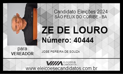 Candidato ZE DE LOURO 2024 - SÃO FÉLIX DO CORIBE - Eleições