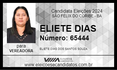 Candidato ELIETE DIAS 2024 - SÃO FÉLIX DO CORIBE - Eleições