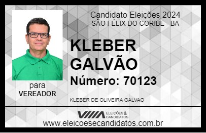 Candidato KLEBER GALVÃO 2024 - SÃO FÉLIX DO CORIBE - Eleições