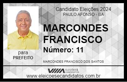 Candidato MARCONDES FRANCISCO 2024 - PAULO AFONSO - Eleições