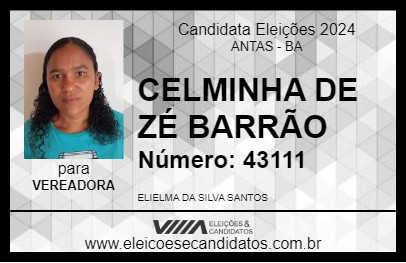 Candidato CELMINHA DE ZÉ BARRÃO 2024 - ANTAS - Eleições