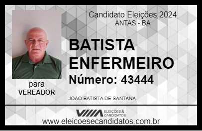 Candidato BATISTA ENFERMEIRO 2024 - ANTAS - Eleições