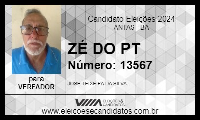 Candidato ZÉ DO PT 2024 - ANTAS - Eleições