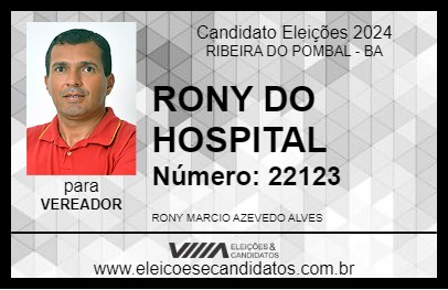 Candidato RONY DO HOSPITAL 2024 - RIBEIRA DO POMBAL - Eleições