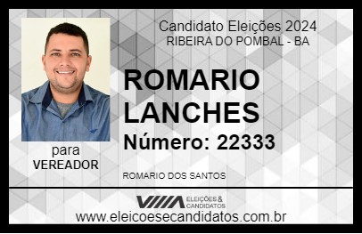 Candidato ROMARIO LANCHES 2024 - RIBEIRA DO POMBAL - Eleições