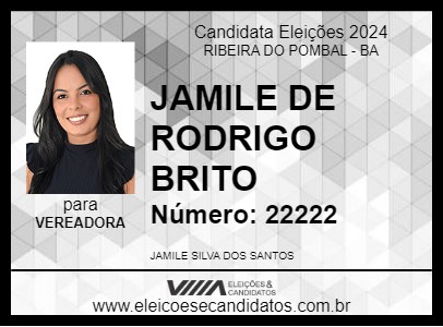 Candidato JAMILE DE RODRIGO BRITO 2024 - RIBEIRA DO POMBAL - Eleições