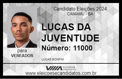 Candidato LUCAS DA JUVENTUDE 2024 - CAMAMU - Eleições