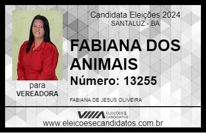 Candidato FABIANA DOS ANIMAIS 2024 - SANTALUZ - Eleições