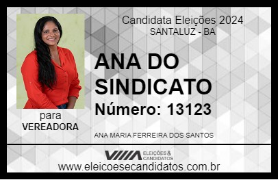 Candidato ANA DO SINDICATO 2024 - SANTALUZ - Eleições