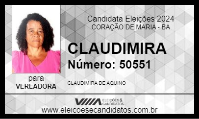 Candidato CLAUDIMIRA 2024 - CORAÇÃO DE MARIA - Eleições