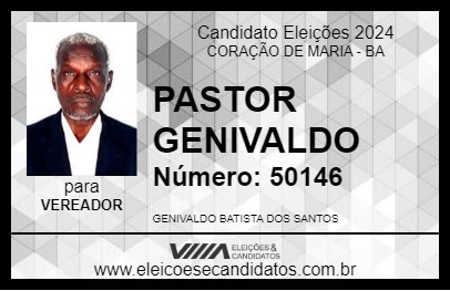 Candidato PASTOR GENIVALDO 2024 - CORAÇÃO DE MARIA - Eleições