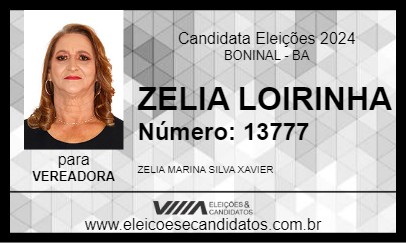 Candidato ZELIA LOIRINHA 2024 - BONINAL - Eleições