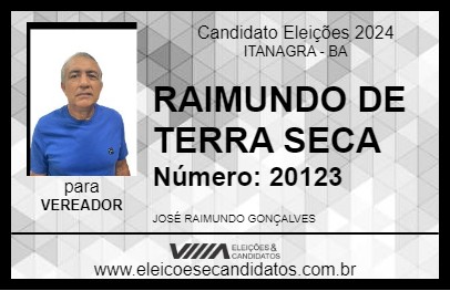 Candidato RAIMUNDO DE TERRA SECA 2024 - ITANAGRA - Eleições