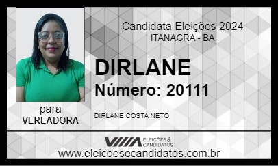 Candidato DIRLANE 2024 - ITANAGRA - Eleições