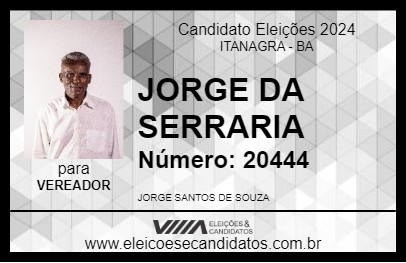 Candidato JORGE DA SERRARIA 2024 - ITANAGRA - Eleições