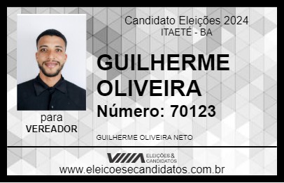 Candidato GUILHERME OLIVEIRA 2024 - ITAETÉ - Eleições