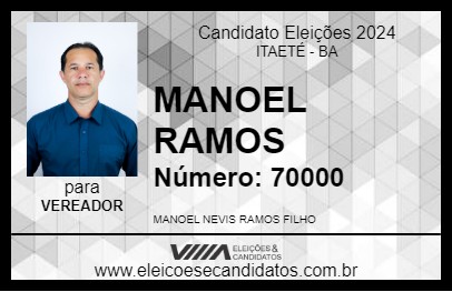 Candidato MANOEL RAMOS 2024 - ITAETÉ - Eleições