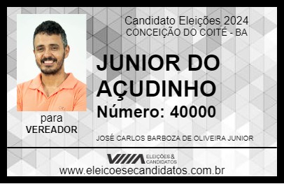 Candidato JUNIOR DO AÇUDINHO 2024 - CONCEIÇÃO DO COITÉ - Eleições