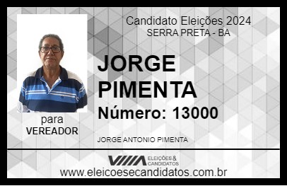 Candidato JORGE PIMENTA 2024 - SERRA PRETA - Eleições