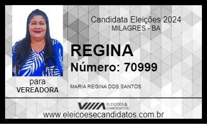 Candidato REGINA  2024 - MILAGRES - Eleições