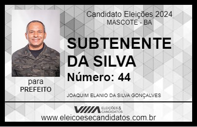 Candidato SUBTENENTE DA SILVA 2024 - MASCOTE - Eleições