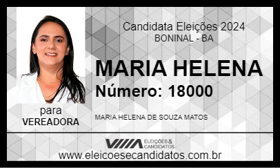 Candidato MARIA HELENA 2024 - BONINAL - Eleições