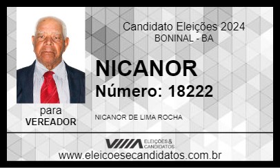 Candidato NICANOR 2024 - BONINAL - Eleições