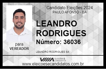 Candidato LEANDRO RODRIGUES 2024 - PAULO AFONSO - Eleições