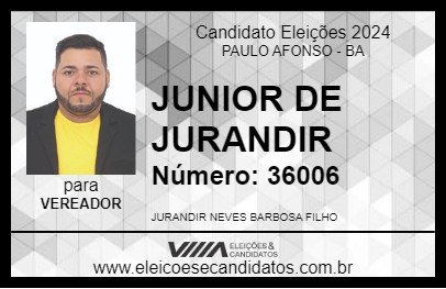 Candidato JUNIOR DE JURANDIR 2024 - PAULO AFONSO - Eleições