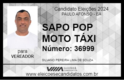 Candidato SAPO POP MOTO TÁXI 2024 - PAULO AFONSO - Eleições