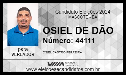 Candidato OSIEL DE DÃO 2024 - MASCOTE - Eleições