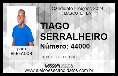 Candidato TIAGO SERRALHEIRO 2024 - MASCOTE - Eleições