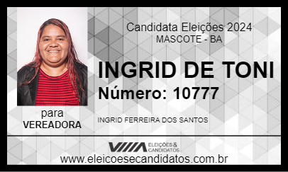 Candidato INGRID DE TONI 2024 - MASCOTE - Eleições