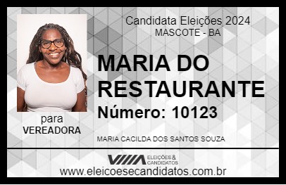 Candidato MARIA DO RESTAURANTE 2024 - MASCOTE - Eleições