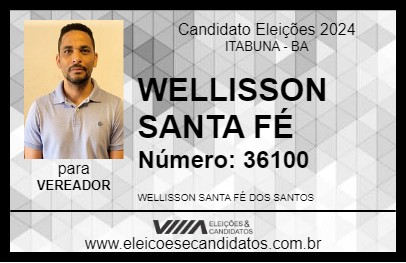 Candidato WELLISSON SANTA FÉ 2024 - ITABUNA - Eleições