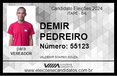 Candidato DEMIR PEDREIRO 2024 - ITAPÉ - Eleições